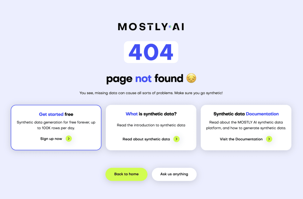 Image showing 404 error page with good ux writing